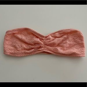Lace Bandeau bra Victoria’s Secret Pink soft peach color